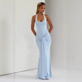Damen Langes Wickelkleid mit tiefem V-Ausschnitt und Raffungen