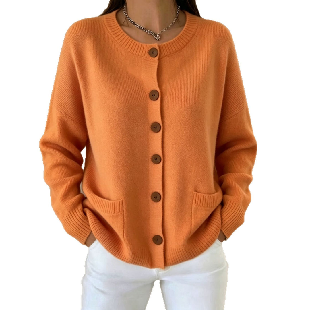 Damen Knopf-Cardigan mit Rundhals, aufgesetzten Taschen und Raglanärmeln Shop Nory