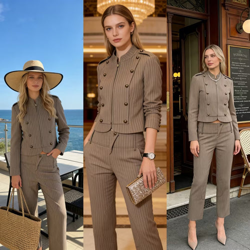 Damen Gerade geschnittene Bundhose mit hohem Bund und Kniepatches Shop Nory
