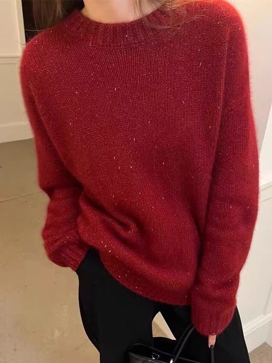 Damen Kuscheliger Oversize‑Pullover im Mohair‑Look mit Rundhalsausschnitt und dezentem Glitzereffekt Shop Nory