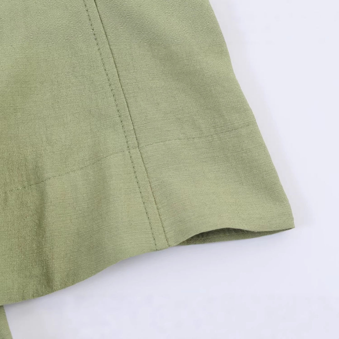 Damen Leichte Leinenoptik‑Bluse mit Knopfleiste und gerafften Fledermausärmeln Shop Nory