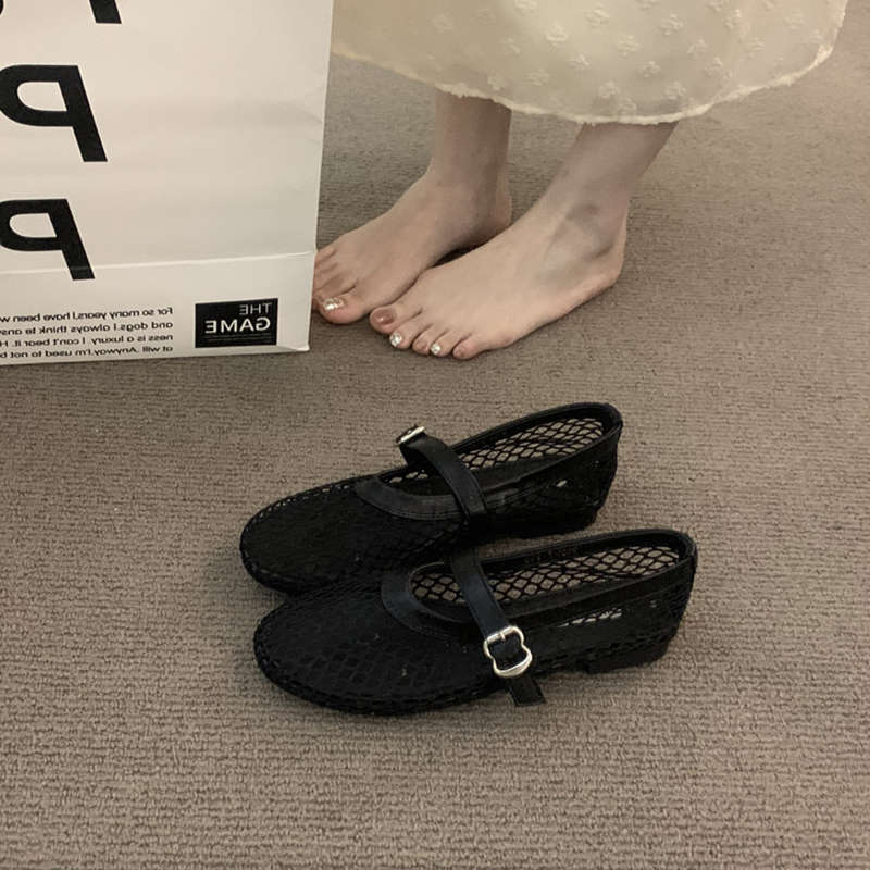 Damen Luftige Mesh-Sandalen mit verstellbarem Riemen und eleganter Schnalle Shopnory
