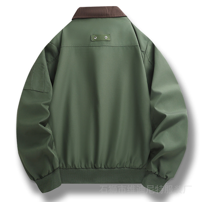 Herren Windabweisender Bomberblouson mit Cordkragen, Zwei-Wege-Reißverschluss und Ärmel-Utilitytasche Shop Nory