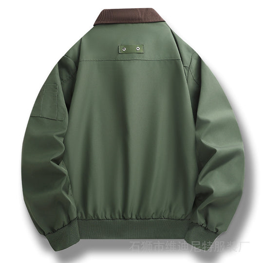 Herren Windabweisender Bomberblouson mit Cordkragen, Zwei-Wege-Reißverschluss und Ärmel-Utilitytasche Shop Nory