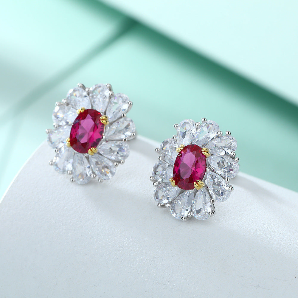 Damen Edle Ohrringe mit funkelndem Rubin und Zirkonia Shop Nory