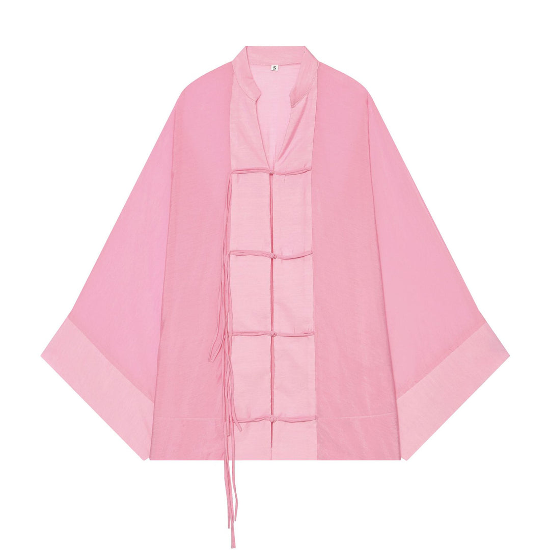 Damen Kimono-Capejacke mit Chinaknopfverschluss und langen Quasten Shop Nory
