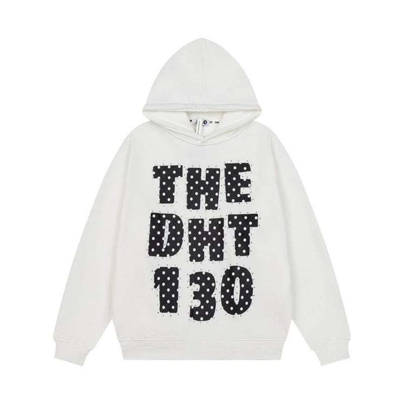 Unisex Oversize-Kapuzenpullover mit Statement-Print und Polka‑Dot-Applikation Shop Nory