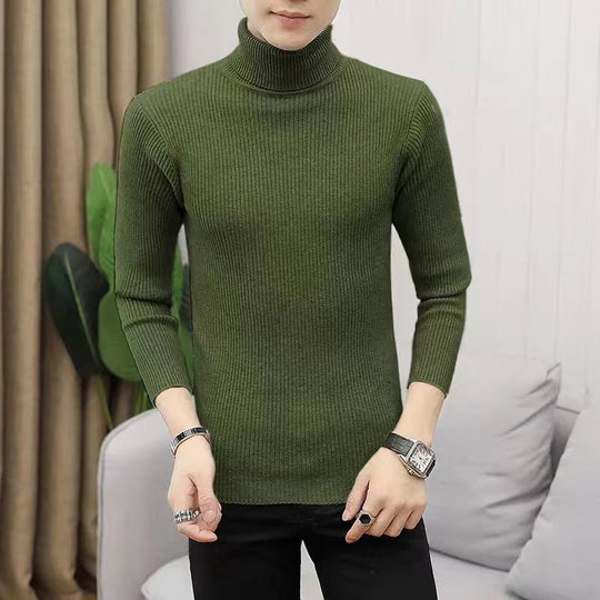 Herren Stehkragen Pullover aus ribbeltem Strick