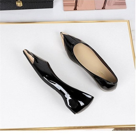 Damen Spitz zulaufende Ballerinas mit Leopardenmuster und metallischer Zehenkappe Shop Nory