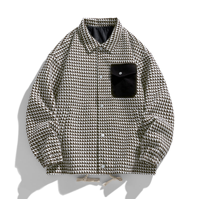 Herren Gepolsterte Coach‑Jacke mit geometrischem Muster und Kontrastbrusttasche Shop Nory