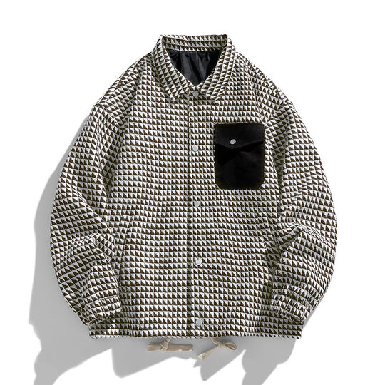 Herren Gepolsterte Coach‑Jacke mit geometrischem Muster und Kontrastbrusttasche Shop Nory