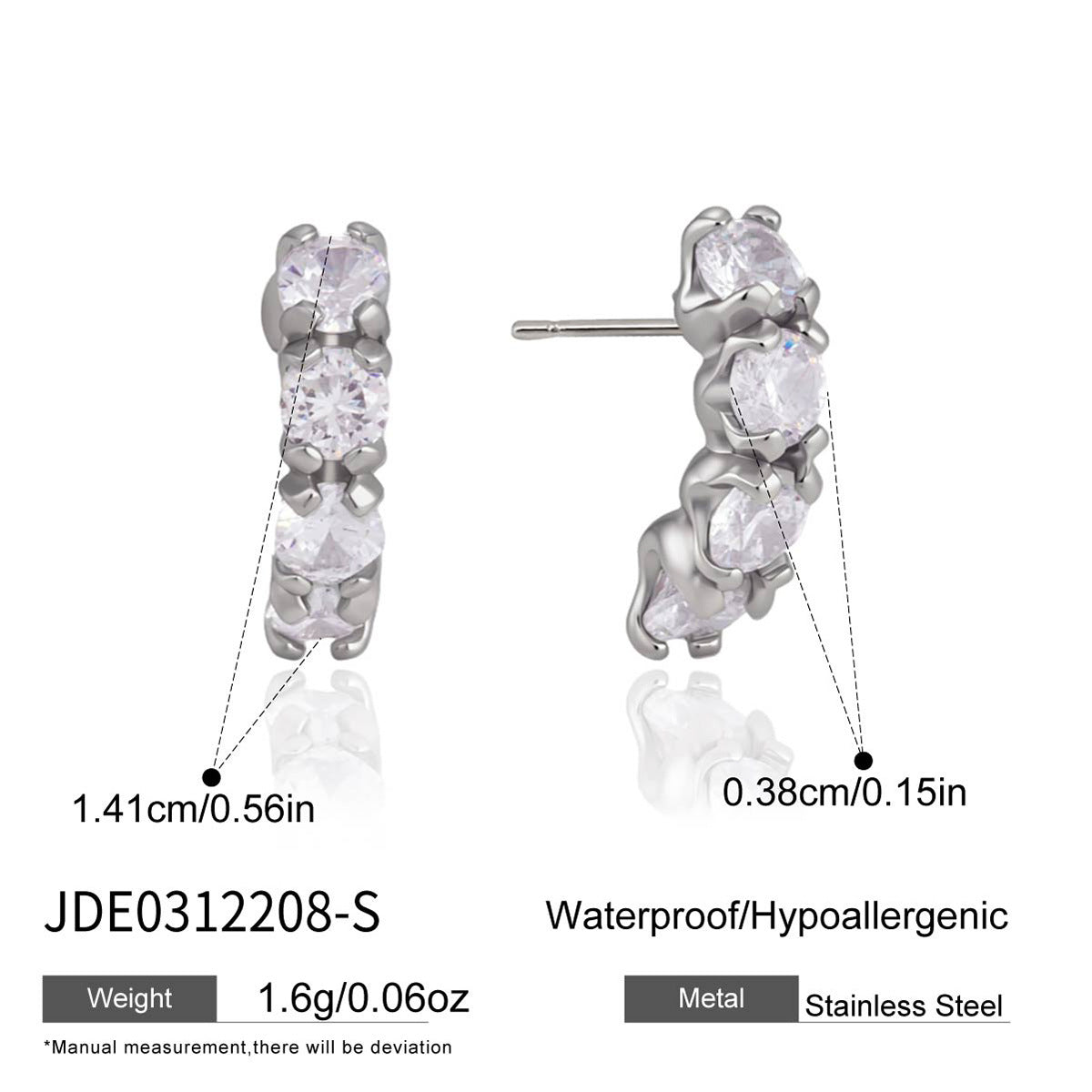 Damen Ohrhänger mit funkelnden Zirkonia und hypoallergener Edelstahlverarbeitung Shop Nory