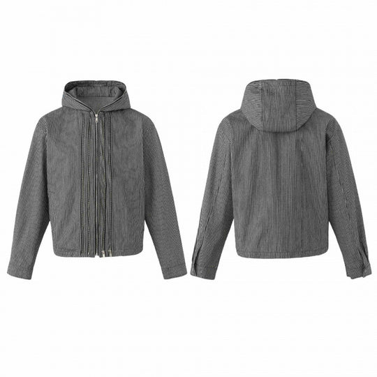 Unisex Kapuzenjacke im Boxy‑Cut mit Doppelreißverschluss und Nadelstreifen‑Optik Shop Nory