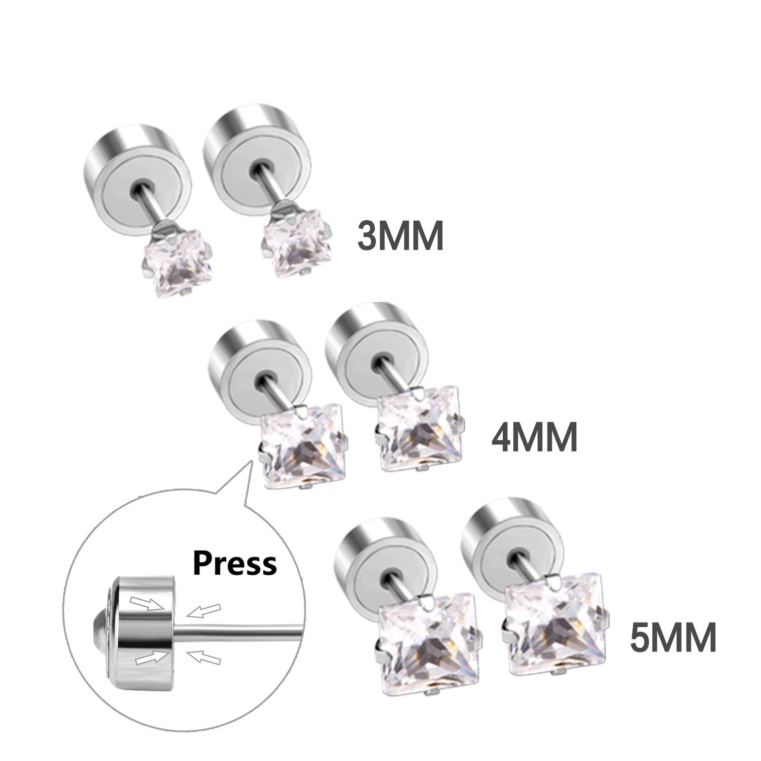 Damen Edelstahl Ohrstecker mit funkelnden Zirkonia Shop Nory