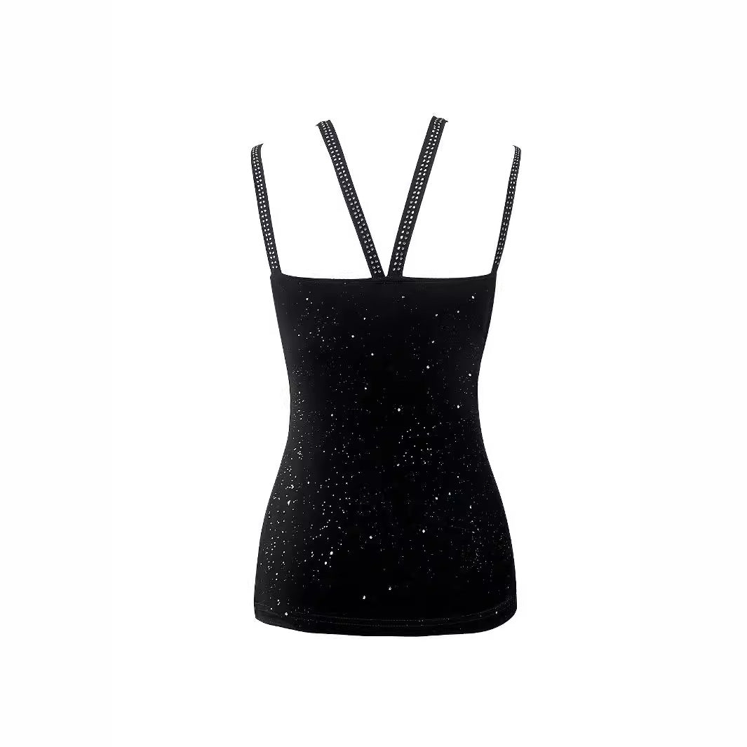 Damen modisches Spaghettiträger-Oberteil mit funkelnden Details