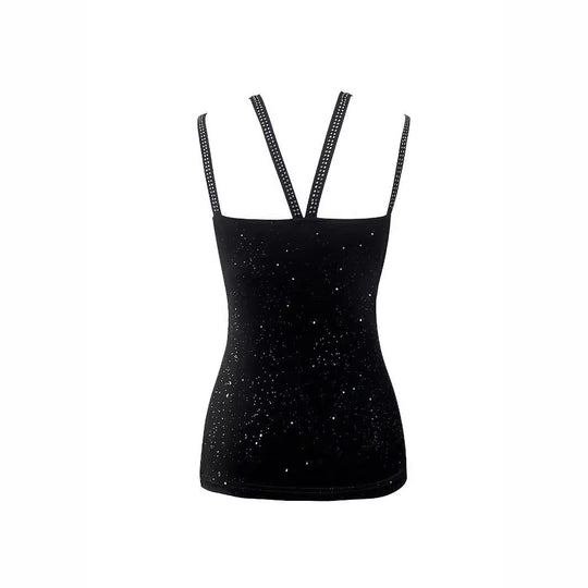 Damen modisches Spaghettiträger-Oberteil mit funkelnden Details