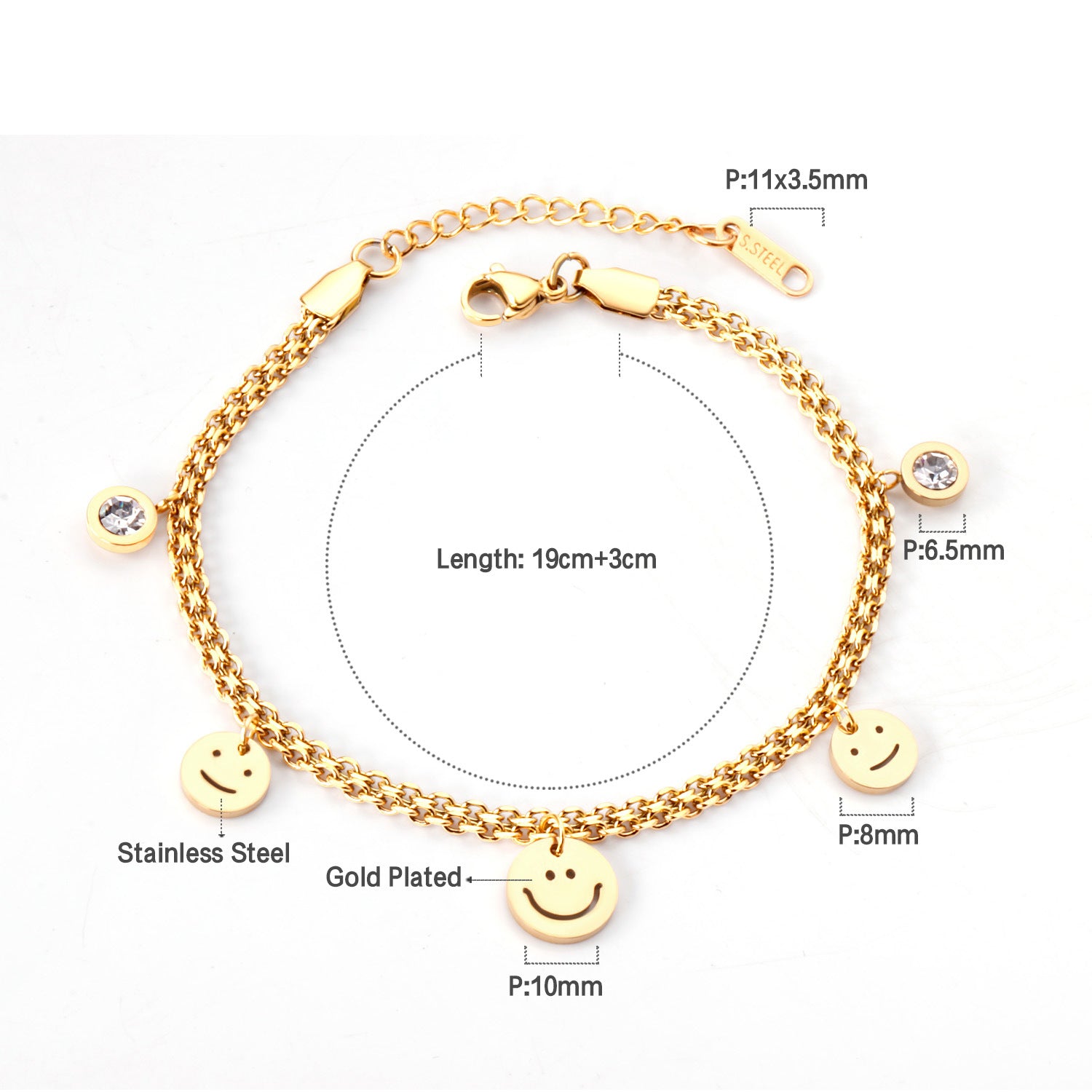 Damen elegant gestaltetes Armband mit funkelnden Kettenelementen Shop Nory