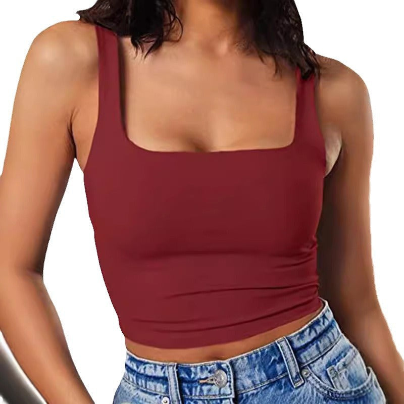 Damen Crop-Top mit quadratischem Ausschnitt und schmalem Schnitt