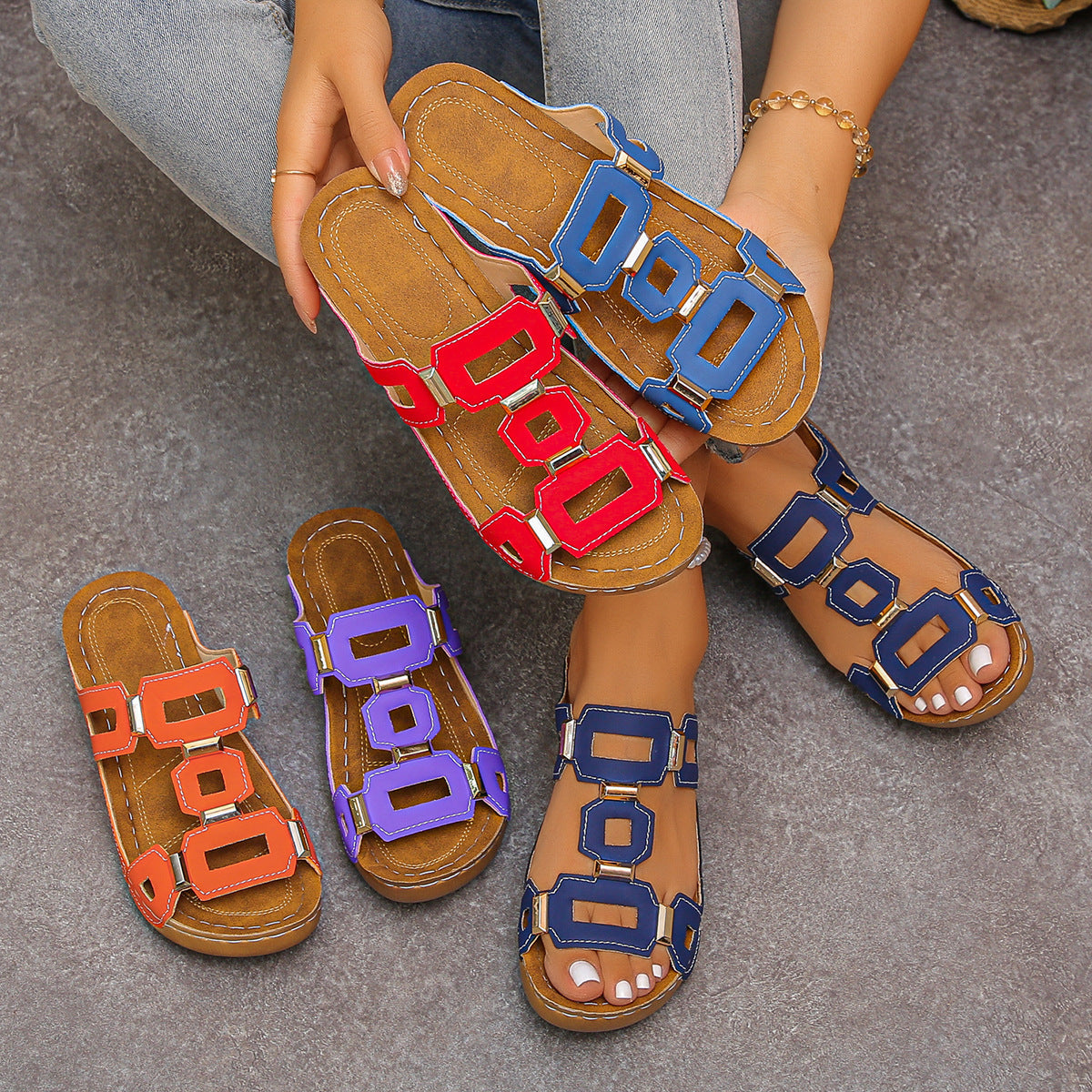 Damen Bequeme Sandalen mit modischem Riemen-Design