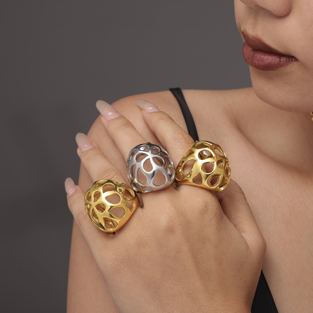 Damenring mit filigranem, durchbrochenem Design aus Edelstahl Shop Nory