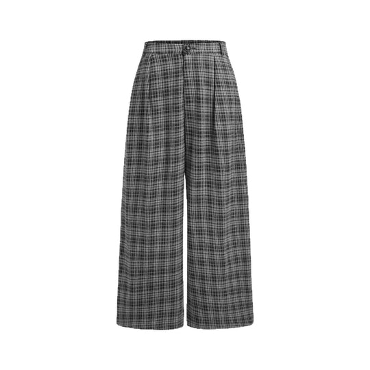 Damen weite Culotte-Hose mit Karomuster und hoher Taille Shop Nory