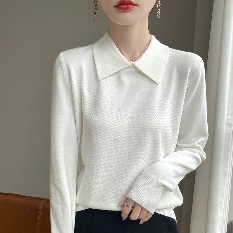 Damen Strickpullover mit Hemdkragen und strukturierter Vorderseite Shop Nory