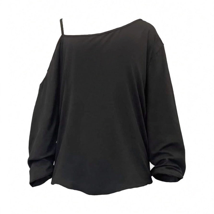 Damen nan asymmetrisches Off-Shoulder Sweatshirt mit Tour-Print und oversized Passform Shop Nory
