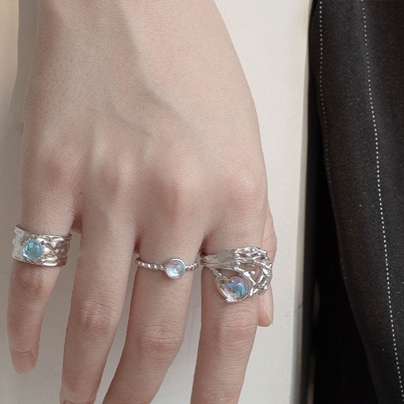 Damen Künstlerischer Ring mit Regenbogen-Opal Shop Nory