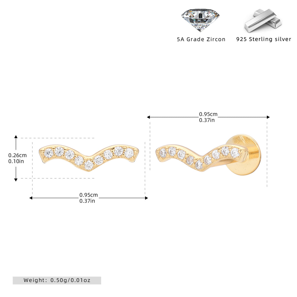 Damen Ohrstecker in modernem Schwungdesign mit funkelnden Zirkonia aus hochwertigem 925 Sterlingsilber Shop Nory