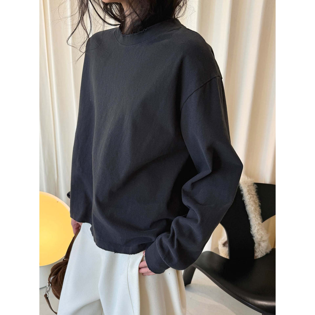 Damen Boxy‑Sweatshirt mit rohem Kantenbesatz und überschnittener Schulter Shop Nory
