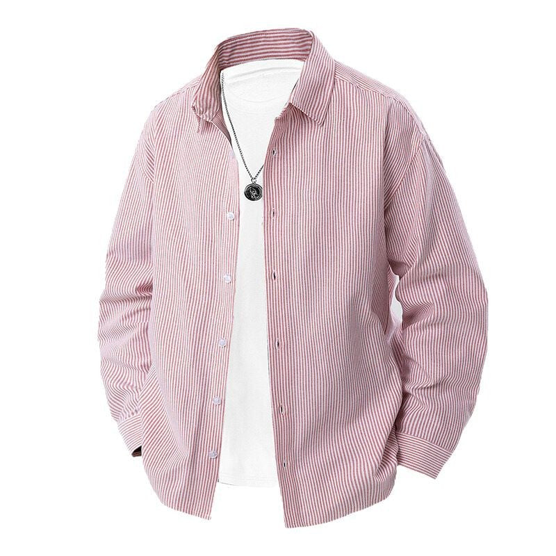 Herren gestreiftes Overshirt-Hemd mit lockerer Passform und Kentkragen Shop Nory
