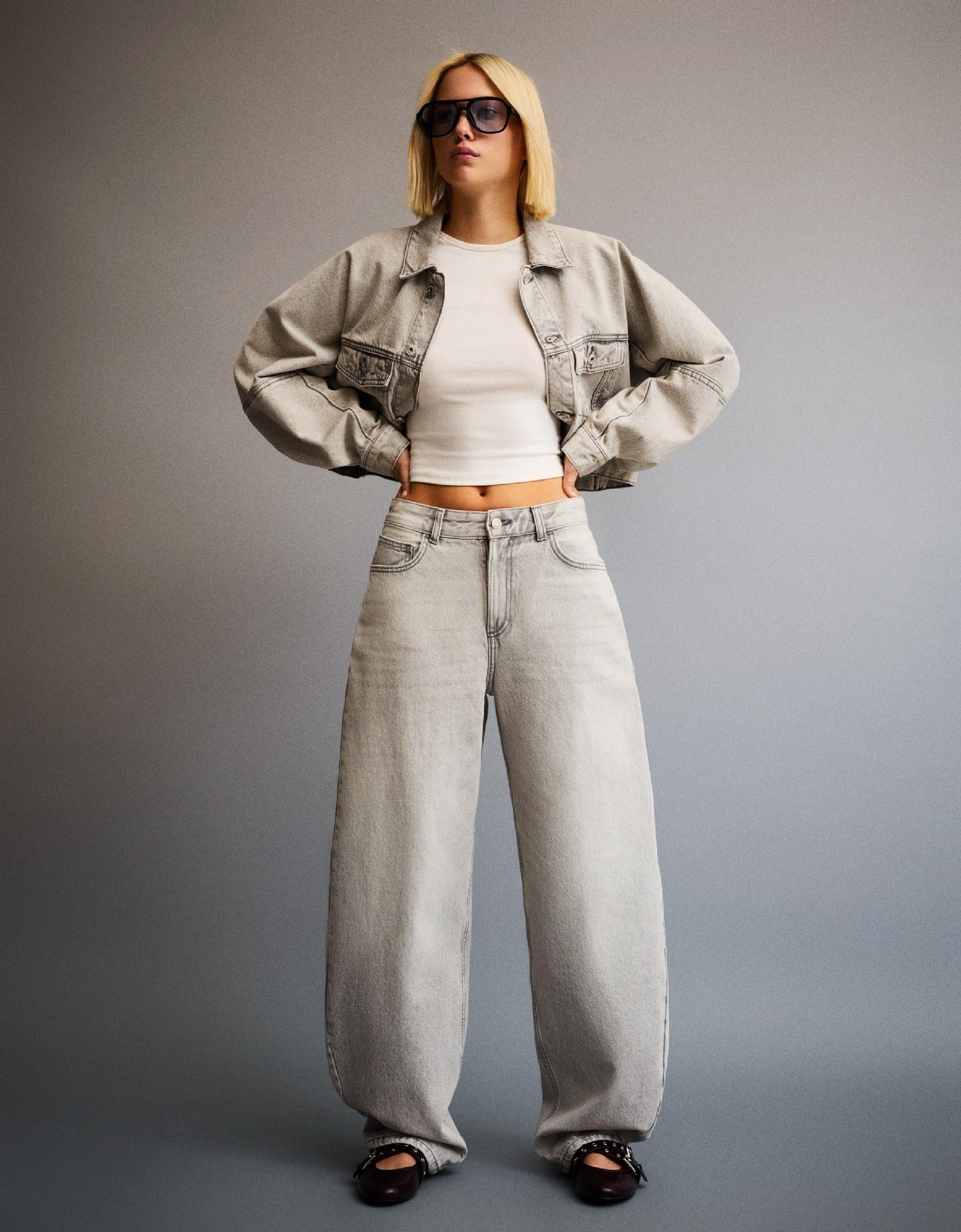 Damen Oversized Jeansjacke mit Taschen und lässigem Schnitt