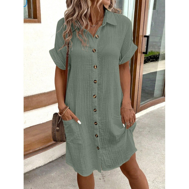Damen Relaxed Fit Knopfkleid mit praktischen Taschen