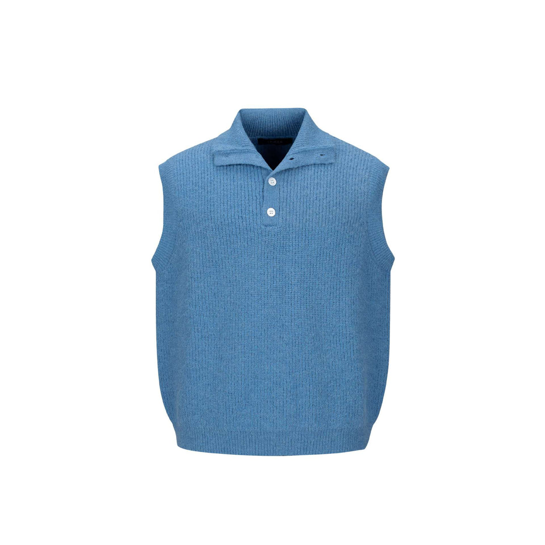 Unisex Grobgestrickte Weste mit Polokragen und Halbknopfleiste Shop Nory