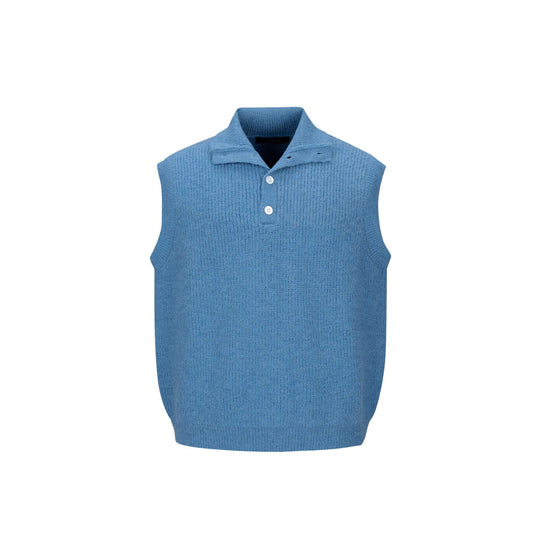 Unisex Grobgestrickte Weste mit Polokragen und Halbknopfleiste Shop Nory