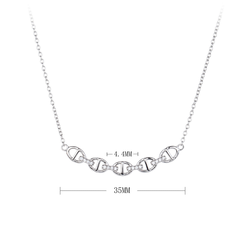 Damen Halskette mit stilvollem Gliederdesign und funkelnden Zirkonia Shop Nory