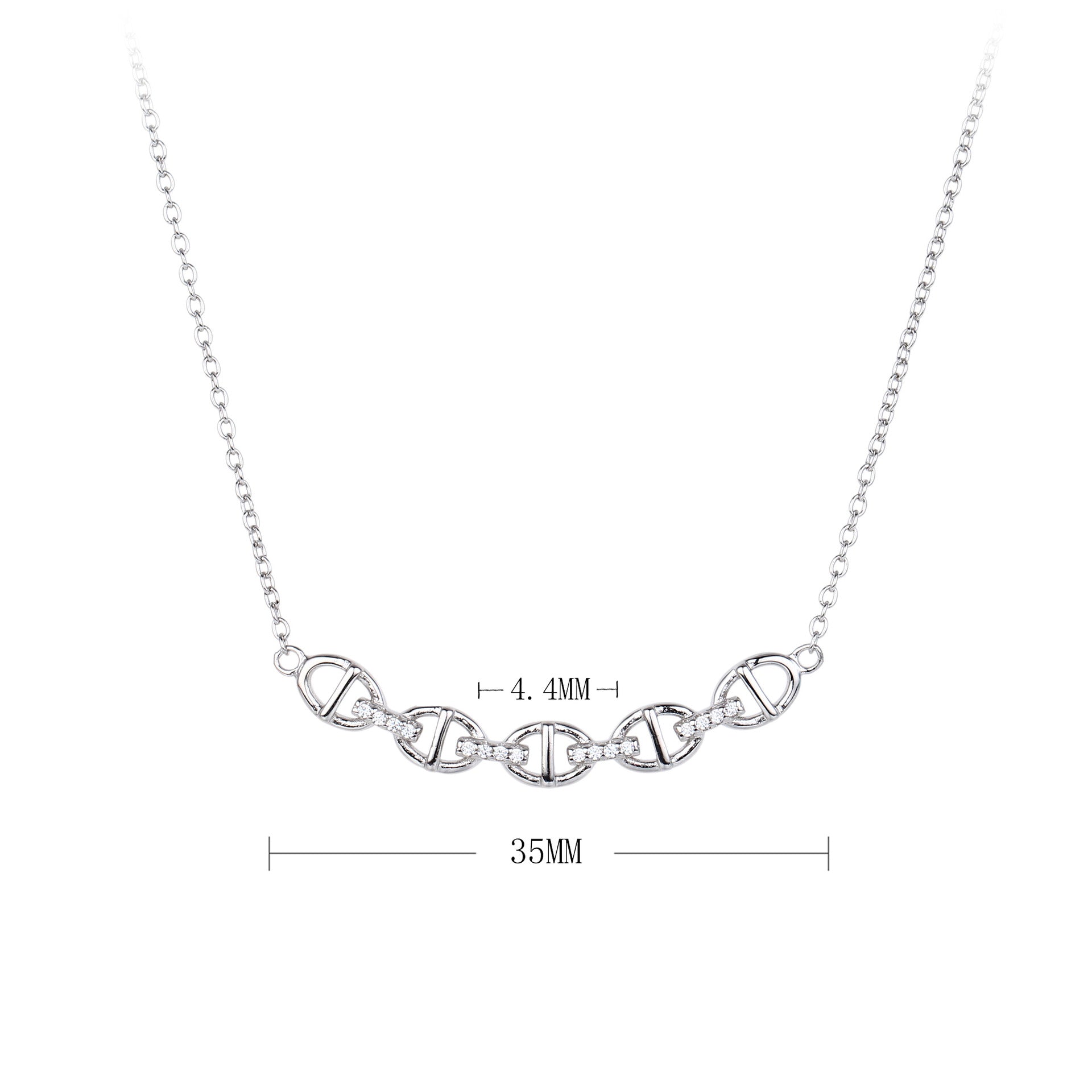 Damen Halskette mit stilvollem Gliederdesign und funkelnden Zirkonia Shop Nory