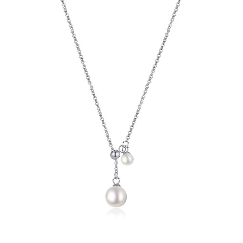 Damen Elegante Doppelperle Tropf Halskette Shop Nory
