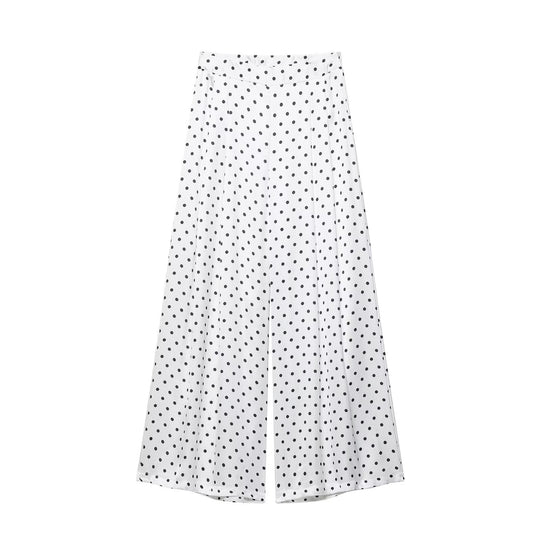 Damen Weite Palazzohose mit hoher Taille, Bein‑Schlitz und Punktmuster Shop Nory