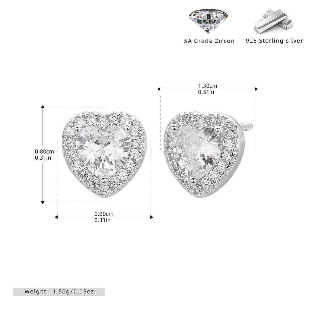 Damen Ohrstecker im herzförmigen Design aus hochwertigem 925 Sterling Silber mit funkelndem Zirkon Shop Nory
