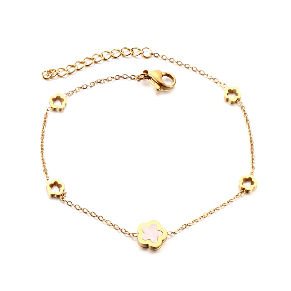 Damen zartes Armband mit elegantem Blattmotiv aus hochwertigem Edelstahl Shop Nory