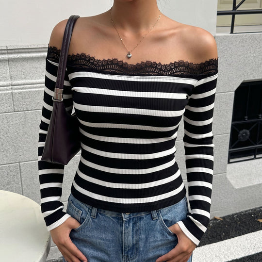 Damen Off-Shoulder Top mit Spitze Shop Nory