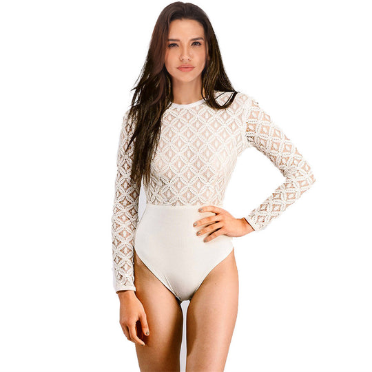 Damen Karierter Longsleeve-Body mit praktischer Rückenöffnung & Druckknopf-Slip Shop Nory