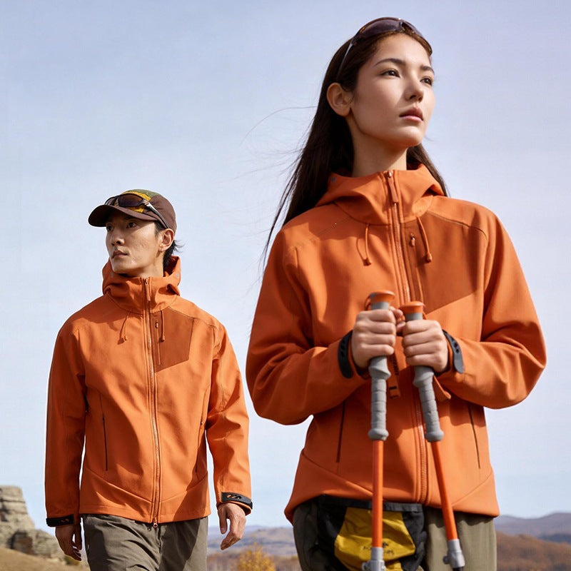 Unisex Softshell Outdoorjacke mit Kapuze, winddicht und elastisch Shop Nory