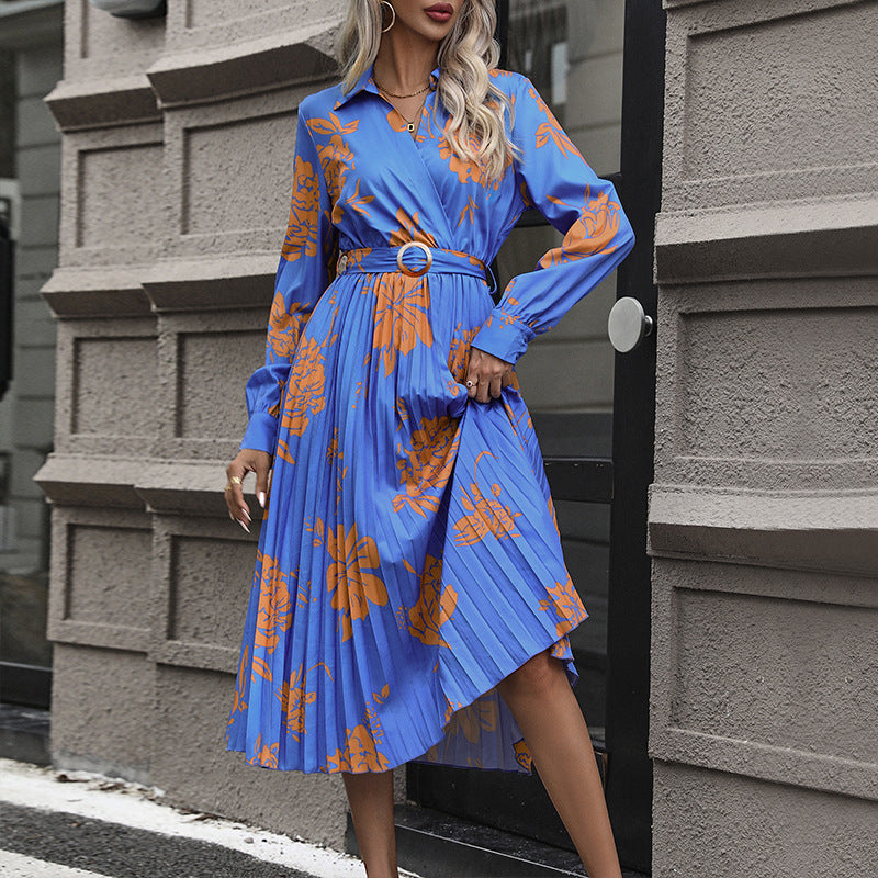 Damen Midikleid mit Plissée-Rock, Wickeloberteil und Taillengürtel Shop Nory