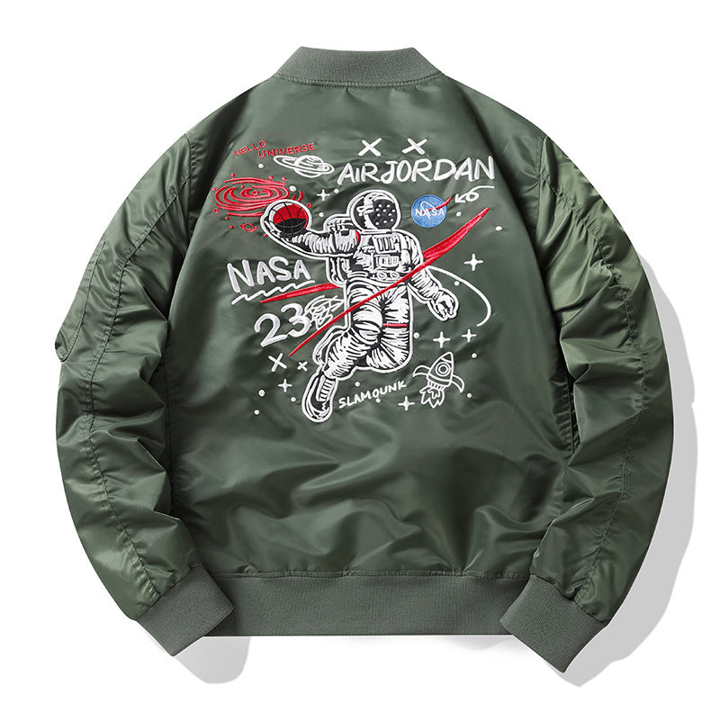 Herren Pilotenbomberjacke im Fliegerstil mit Abzeichenpatch und Ärmeltasche Shop Nory