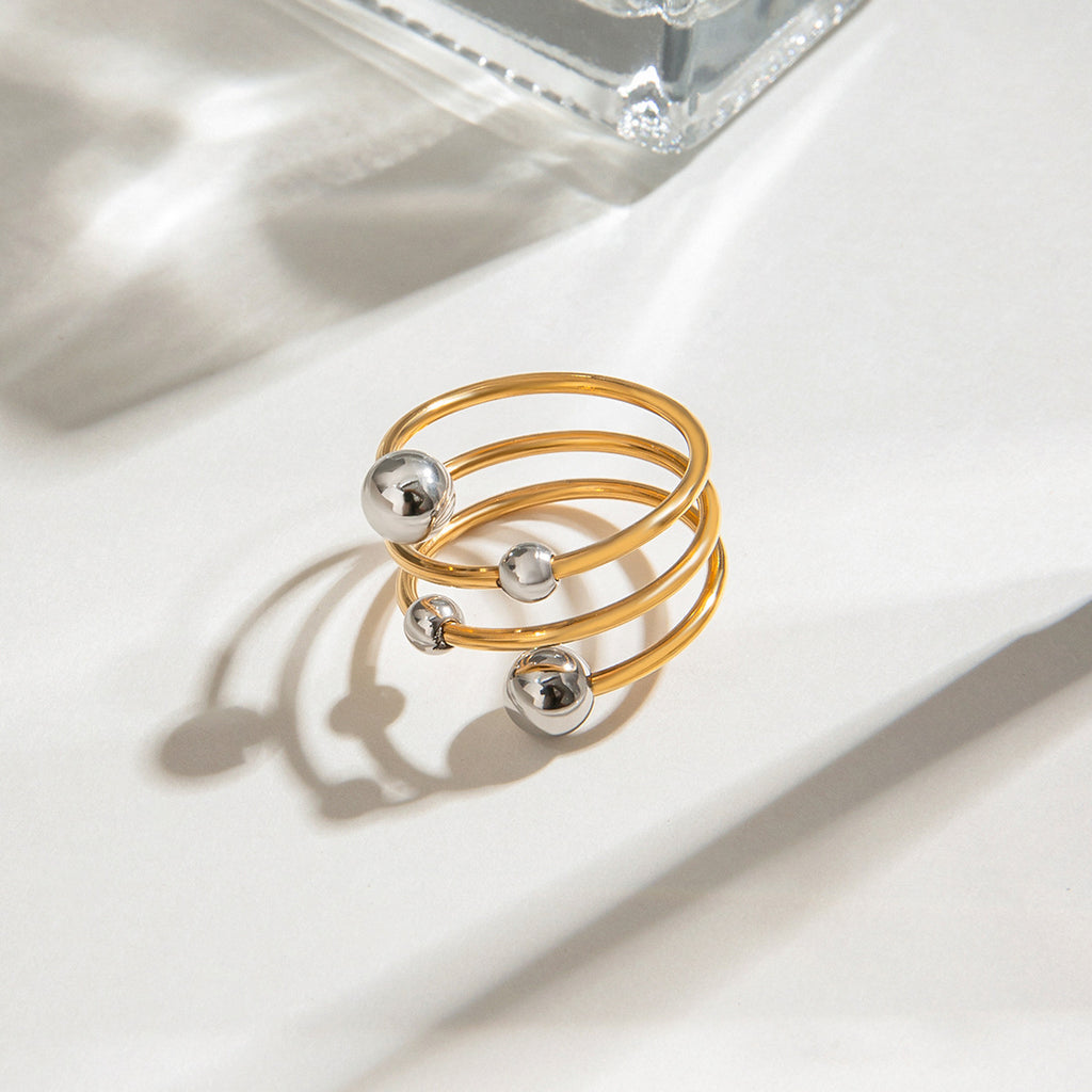 Damen Offener Ring mit elegantem, dreifachem Design aus hypoallergenem Edelstahl Shop Nory