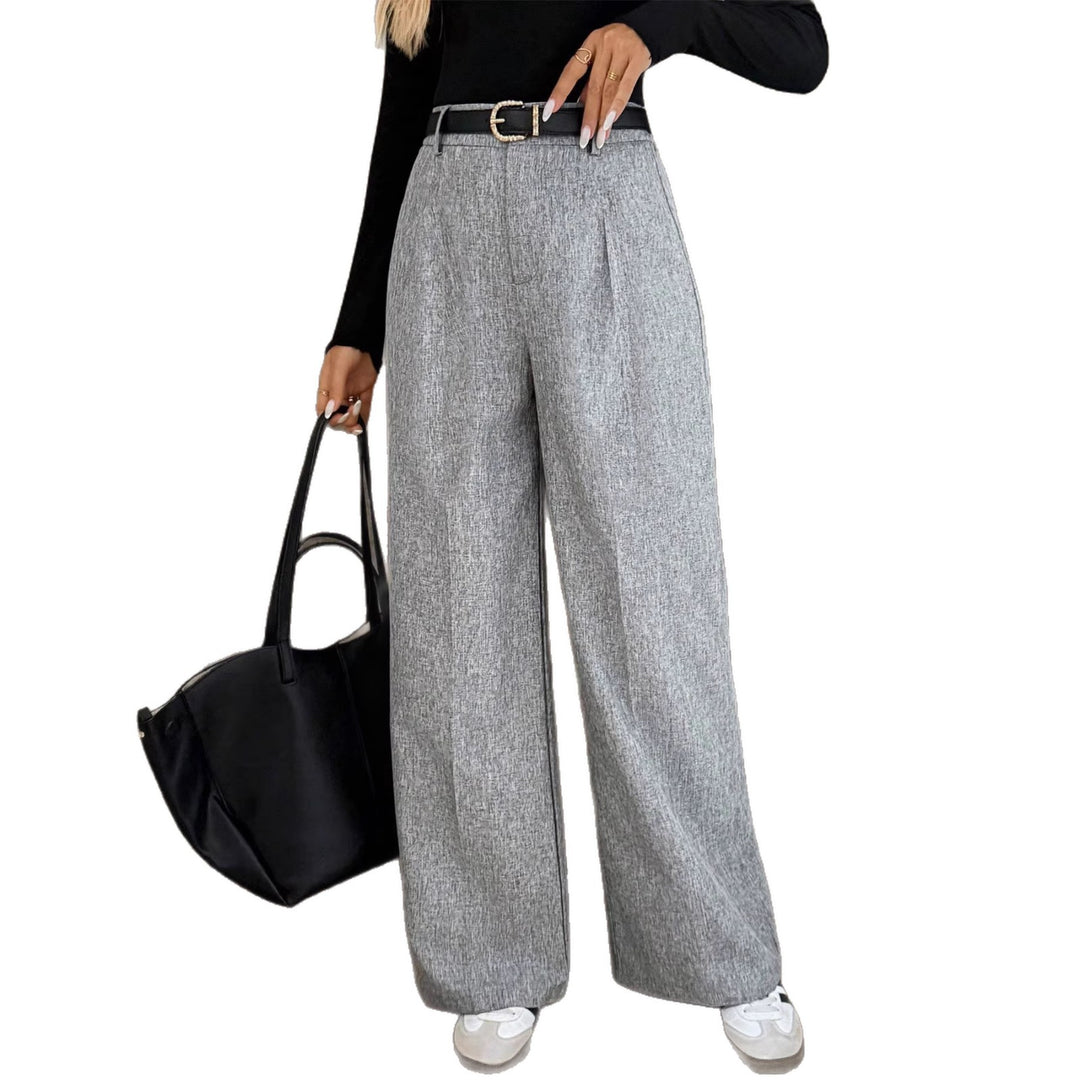 Damen Elegante Palazzo-Hose mit hohem Bund und feiner Leinenstruktur Shop Nory