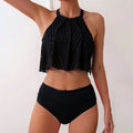 Damen Crop-Top Bikini mit luftiger Häkelstruktur