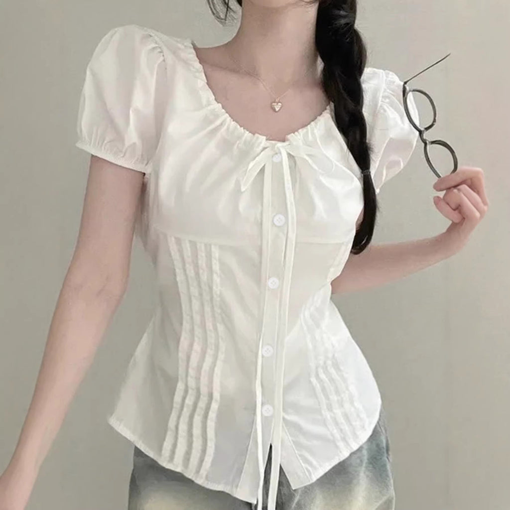 Damen Elegantes Blusenoberteil mit Rüschendetails und taillierter Silhouette